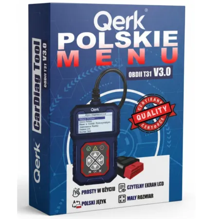 Interfejs Tester diagnostyczny OBD2 QERK T31 V3 –  polskie menu, przewodowy