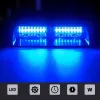 Lampa ostrzegawcza LED niebieska – błyskowa, do szyby, włącznik, 18 trybów