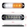 Lampa ostrzegawcza LED pomarańczowo-biała 4x – błyskowa, obrysowe, 18 trybów