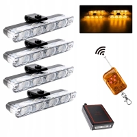 Lampa ostrzegawcza LED pomarańczowa 4x – stroboskop, pilot, do zderzaka