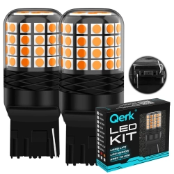Żarówki LED W21W WY21W T20 Qerk A2200 POMARAŃCZOWE – KIERUNKOWSKAZY USA, komplet 2 szt.