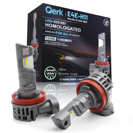 Żarówki LED H11 Qerk E4E LEDr 5500K 2700lm ECE R37 Homologacja Drogowa 2 szt.