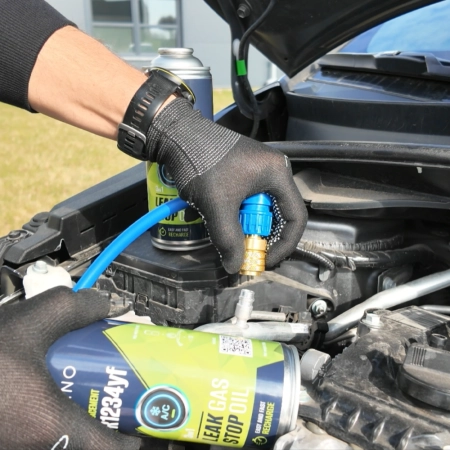 Zestaw do nabijania klimatyzacji z czynnikiem ALPINO R1234yf 3W1 manometr adapter