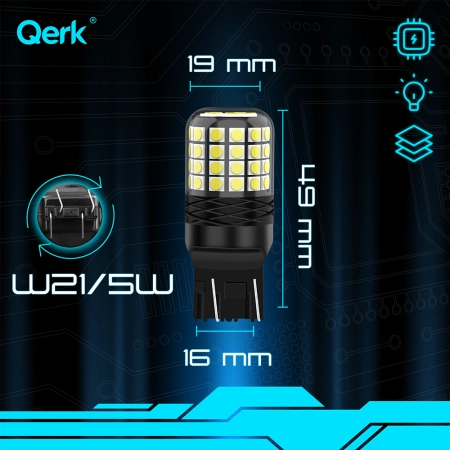 Żarówki LED W21/5W T20 Qerk A2200 CANBUS 6000K DRL Światła Dzienne/Wsteczne 2 szt.