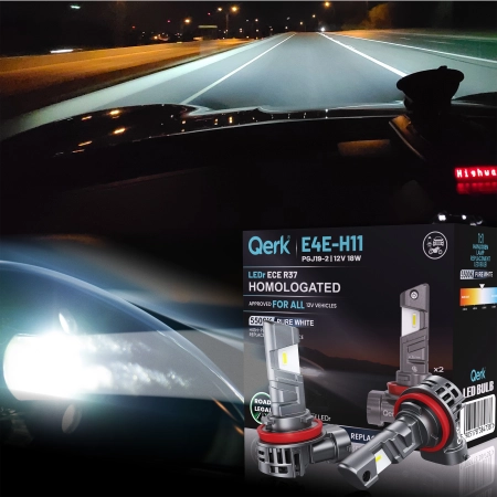 Żarówki LED H11 Qerk E4E LEDr 5500K 2700lm ECE R37 Homologacja Drogowa 2 szt.