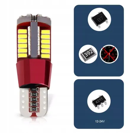 ŻARÓWKA LED W5W T10 POSTOJÓWKI 57 LED CANBUS 360°
