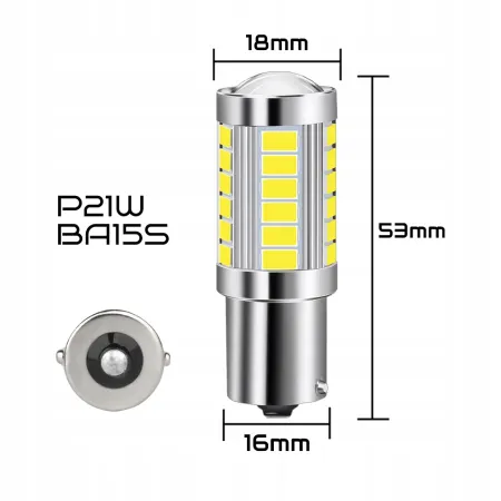 Żarówka P21W XSTORM LED BA15S 12V 24V Cofania 6000K Mocna do samochodu ciężarowego