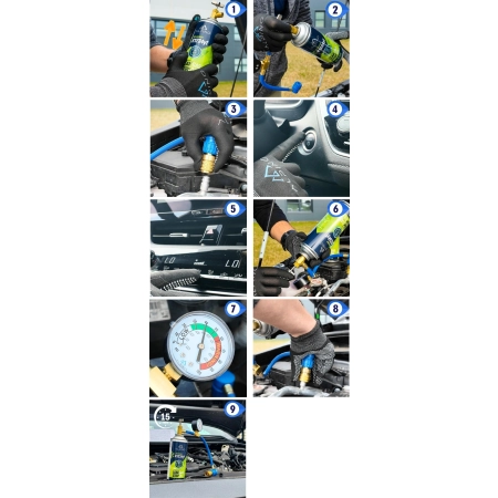 Zestaw do nabijania klimatyzacji z czynnikiem ALPINO R1234yf 3W1 manometr adapter