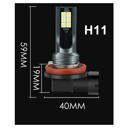 ŻARÓWKA LED H11 35W 3000LM 12V DRL DZIENNE 12 SMD