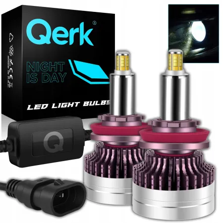 ŻARÓWKI LED H11 QERK Q9 360° 2x WIĘCEJ ŚWIATŁA CANBUS ZIMNA BIEL 6500k 2szt