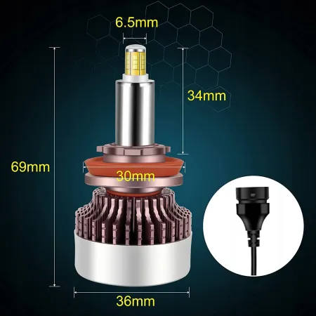 ŻARÓWKI XSTORM LED H11 160W 360° 25000LM MOCNE CAN