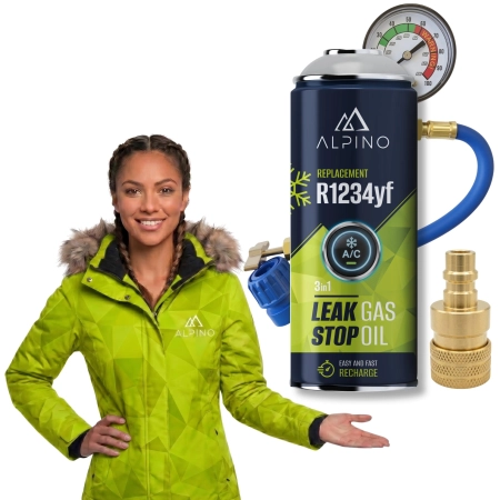 Zestaw do nabijania klimatyzacji z czynnikiem ALPINO R1234yf 3W1 manometr adapter