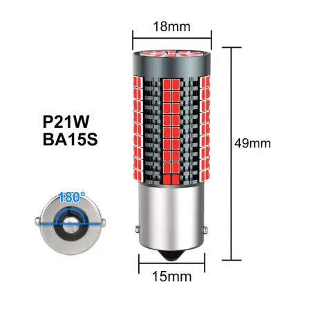 ŻARÓWKA P21W LED XSTORM CZERWONA STOPU CANBUS BA15S