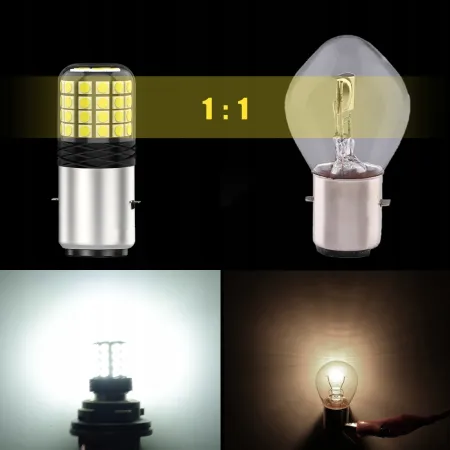 ŻARÓWKA LED BA20D MOTOCYKLOWA 6000K DWUWŁÓKNOWA