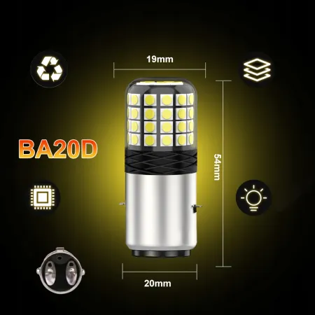 ŻARÓWKA LED BA20D MOTOCYKLOWA 6000K DWUWŁÓKNOWA