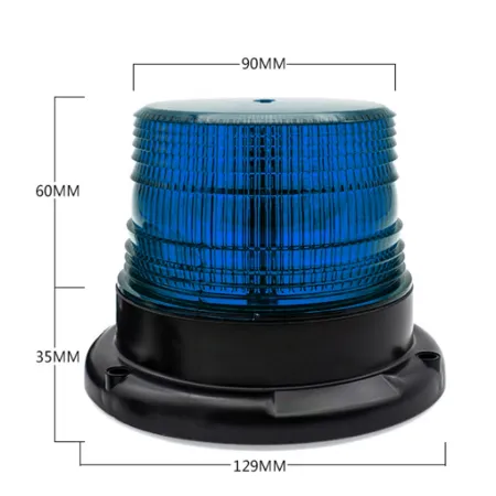 Lampa ostrzegawcza LED kogut niebieska – błyskowa, magnes, włącznik 12-80V