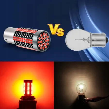 ŻARÓWKA P21W LED XSTORM CZERWONA STOPU CANBUS BA15S