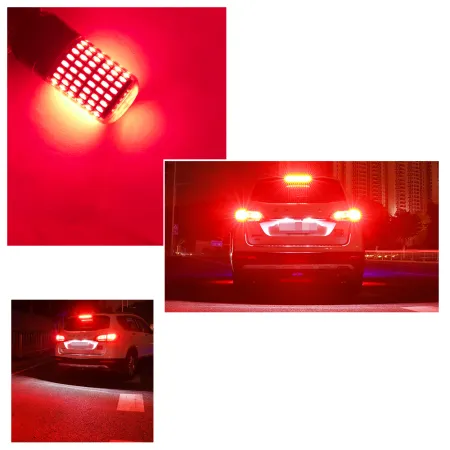 Żarówki LED W21W Qerk B144 CANBUS – czerwone 144 LED – komplet 2 szt.