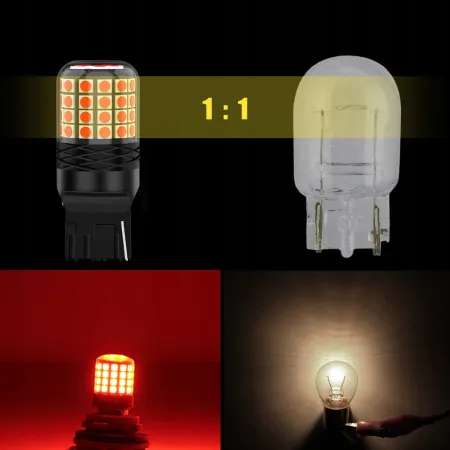 ŻARÓWKA LED W21W T20 XSTORM CZERWONA STOPU CANBUS POZYCJA