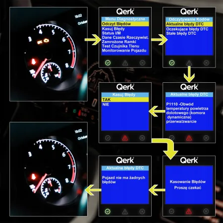 Interfejs diagnostyczny OBD2 Qerk T61 tester z polskim menu odczyt błędów