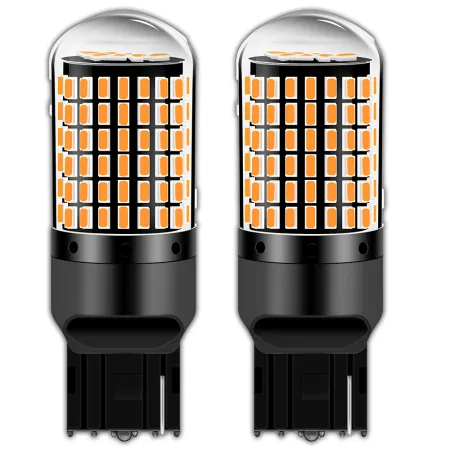 Żarówki LED W21W Qerk B144. CANBUS 144 LED pomarańczowe – komplet 2 szt.
