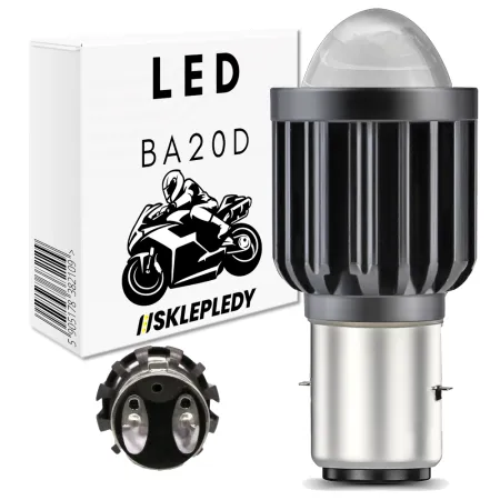 ŻARÓWKA LED BA20D MOTOCYKLOWA 6000K SOCZEWKA