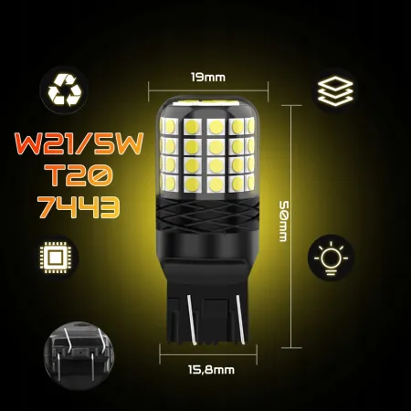 ŻARÓWKA W21/5W T20 LED XSTORM DRL WSTECZNEGO COFANIA CANBUS DZIENNE 6000K
