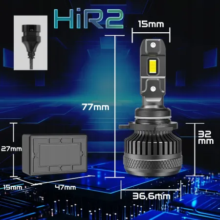 MOCNE ŻARÓWKI SAMOCHODOWE LED HIR2 XSTORM R45 130W 30000LM CANBUS RETROFIT