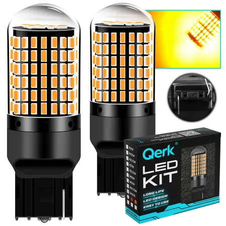 Żarówki LED W21W Qerk B144. CANBUS 144 LED pomarańczowe – komplet 2 szt.