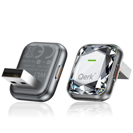 Qerk WL1-CRA CRYSTAL adapter CarPlay Android Auto USB-A – widok urządzenia