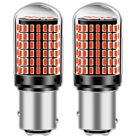 Żarówki LED P21/5W Qerk B144. CANBUS 144 LED czerwone, mocne – komplet 2 szt.