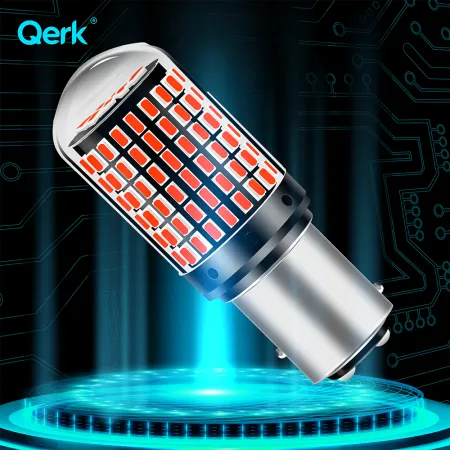 Żarówki LED P21/5W Qerk B144. CANBUS 144 LED czerwone, mocne – komplet 2 szt.