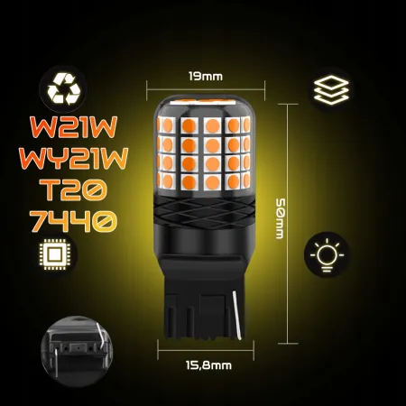 ŻARÓWKA W21W WY21W T20 LED XSTORM POMARAŃCZOWA KIERUNKOWSKAZ USA