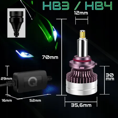 ŻARÓWKI LED HB3 HB4 QERK Q9 360° 2x WIĘCEJ ŚWIATŁA CANBUS ZIMNA BIEL 6500k