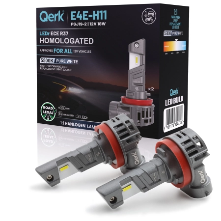 Żarówki LED H11 Qerk E4E LEDr 5500K 2700lm ECE R37 Homologacja Drogowa 2 szt.