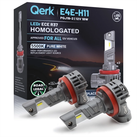Żarówki LED H11 Qerk E4E LEDr 5500K 2700lm ECE R37 Homologacja Drogowa 2 szt.