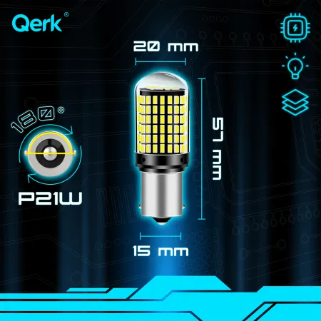 ŻARÓWKI LED P21W 2szt. Qerk B144 WSTECZNEGO COFANIA 144 Led Mocne CANBUS - ZESTAW 2 SZTUKI