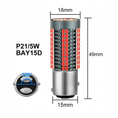 ŻARÓWKA P21/5W LED CZERWONA XSTORM DWUWŁÓKNOWA