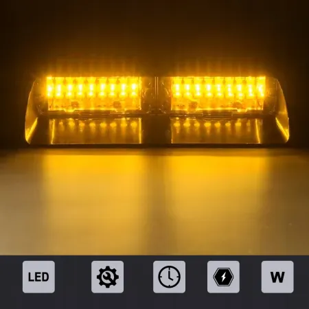 Lampa ostrzegawcza LED pomarańczowa – błyskowa, do szyby, włącznik, 18 trybów