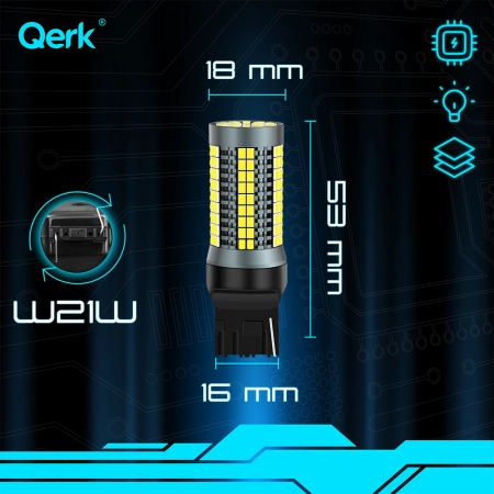 Żarówki LED W21W T20 Qerk A2113 – światła cofania, DRL, komplet 2 szt.