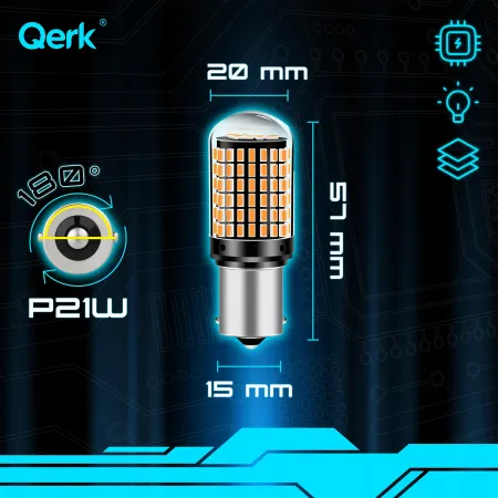 Żarówki LED P21W Qerk B144 CANBUS 144 LED Kierunkowskazy Pomarańczowe 2 szt