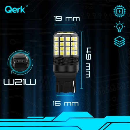 Żarówki LED W21W T20 Qerk A2200 CANBUS – DRL, światła cofania, jazda dzienna, 2 szt.