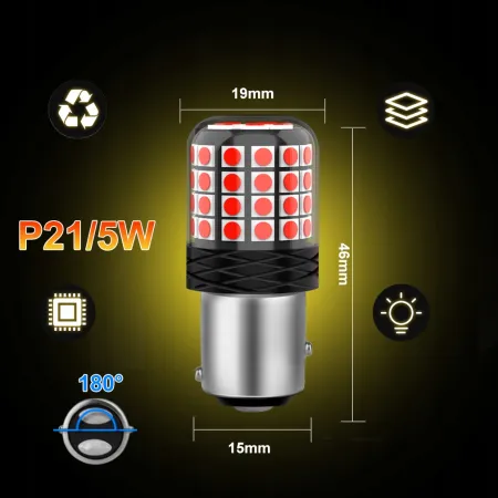 ŻARÓWKA P21/5W LED CZERWONA DWUWŁÓKNOWA XSTORM CAN