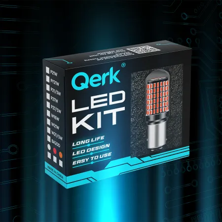 Żarówki LED P21/5W Qerk B144. CANBUS 144 LED czerwone, mocne – komplet 2 szt.